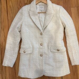Elegant Ivory Tweed Blazer by Maison Jules